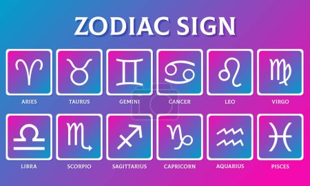 Téléchargez les illustrations : Zodiaque signes collection, signes astrologiques. - en licence libre de droit