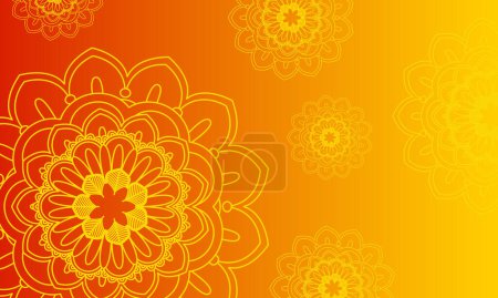 Ilustración de Mandala de flores sobre fondo naranja ilustración floral. - Imagen libre de derechos