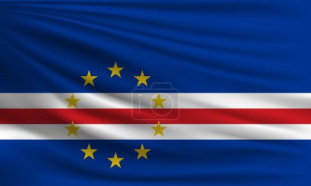 Ilustración de Bandera vectorial de Cabo Verde ondeando primer plano estilo fondo ilustración. - Imagen libre de derechos
