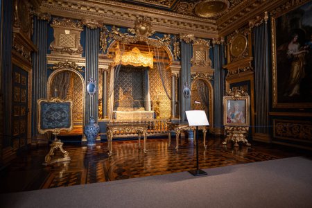 Photo for Stockholm, Sweden - January 22, 2023: Drottningholm Castle interiors - Hedvig Eleonoras State Bedchamber (Blue room) - Royalty Free Image