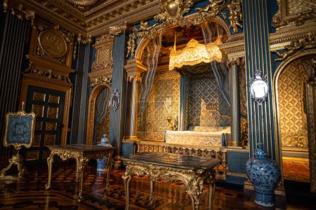 Photo for Stockholm, Sweden - January 22, 2023: Drottningholm Castle interiors - Hedvig Eleonoras State Bedchamber (Blue room) - Royalty Free Image