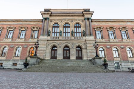 Photo for Uppsala, Sweden - January 26, 2023: Uppsala University (Uppsala universitet) facade entrance view - Royalty Free Image