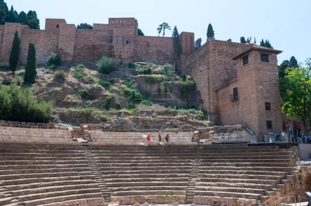 Photo for Mlaga, Spain - July 5, 2023: Roman amphitheatre of Alcazaba (old muslim town) in Malaga - Royalty Free Image