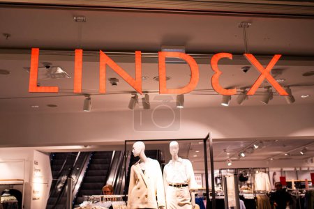 Photo for Stockholm, Sweden - February 25, 2024: Lindex Swedish clothing brand chain store entrance sign - Royalty Free Image
