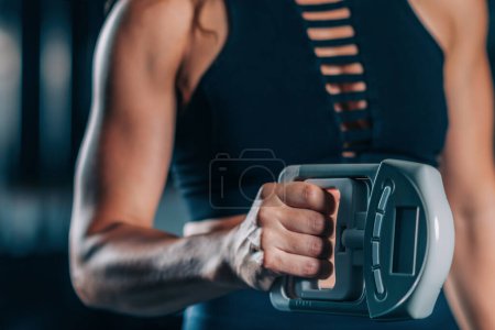 Photo for Using Hand Dynamometer for Grip Strength Test - Royalty Free Image
