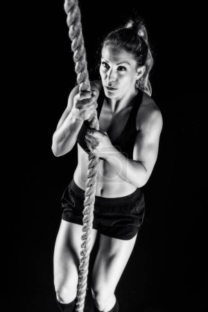 Photo for Cross training. Rope climbing exercise - Royalty Free Image