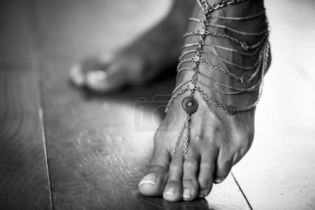 Photo for Foot Jewelry Black and White - Royalty Free Image