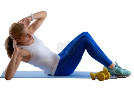Photo for Woman Exercising. Transparent Background - Royalty Free Image