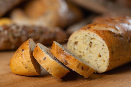 Photo for Close-up showcases inviting bread slices. - Royalty Free Image