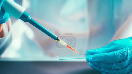 Photo for Female scientist researching samples in laboratory - Royalty Free Image