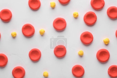 Photo for Red blood cells with lipids model on white background. Cholesterol - Royalty Free Image