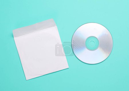 Cd disk with white pack mockup on blue background