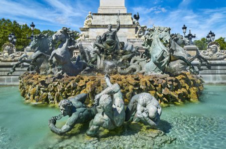 Photo for France, Bordaux, the fountain with the bronze sculptural group at the base of the monument to the Girondins deputies - Royalty Free Image