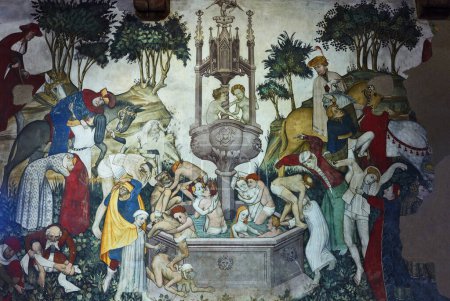 Photo for Manta, Itaky - October 14, 2018:The frescoes in the Baronial Hall of the sixteenth-century palace of  Valerano Saluzzo Della Manta known as Castello Della Manta - Royalty Free Image