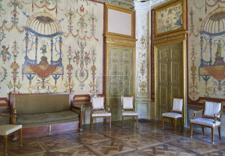 Photo for Turin, Italy - April 19, 2019:  A  hall of the apartments of the Queen's Villa, royal residence on the hill of the city - Royalty Free Image