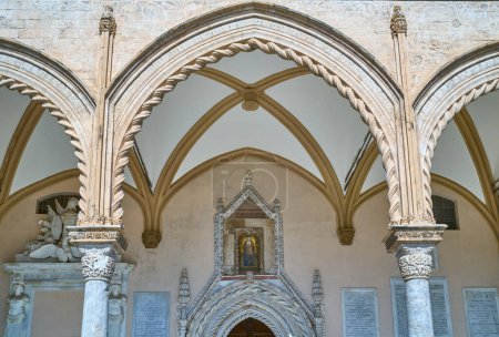 Photo for Italy, Palermo, the portico of the southern entrance to The Primatial Metropolitan Cathedral Basilica of the Holy Virgin Mary of the Assumption, better known as Cathedral of Palermo - Royalty Free Image