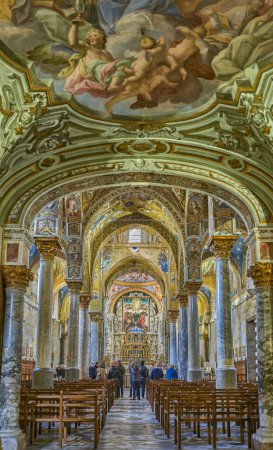 Photo for Palermo, Italy - December 26, 2018: The nave of the church of Santa Maria dell'Ammiraglio, also known as La Martorana - Royalty Free Image