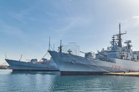 Photo for Taranto, Italy - November 2, 2022: Navy ships in the harbor - Royalty Free Image
