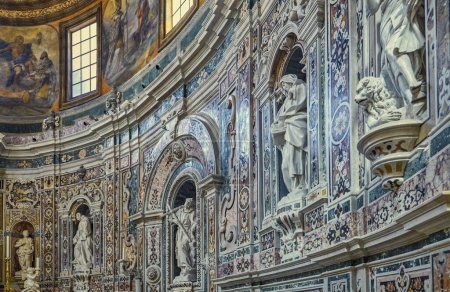 Photo for Taranto, Italy - November 2, 2022: The sacred sculptures and he marble inlays of the Baroque chapelof in  the St Cataldo Cathedral - Royalty Free Image