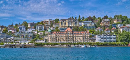 Foto de Lucerna, Suiza, panorama de la ciudad visto desde el Lago de Lucerna - Imagen libre de derechos