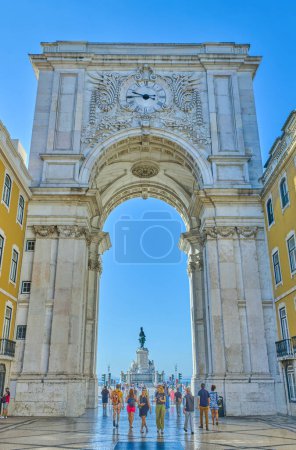 Photo for Lisbon, Portugal - August 1, 2022: The iconic Rua Augusta Triumphal Arch - Royalty Free Image