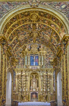 Photo for Alicante, Spain - August 3, 2022:  The golden altar of the Saint Nicolas cathedral - Royalty Free Image