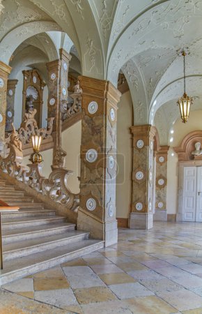 Photo for Salzburg, Austria -  October 6, 2022: The sculptures of the grand staircase of the Mirabell palace - Royalty Free Image