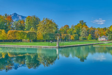 Salzburg, Austria, the park and the ponds  of the Hellbrunn palace