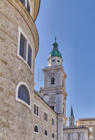 Photo for Salzburg, Austria, side view of the Salzburgher Dom (Salzburg Cathedral dedicated to St Rupert an St Vergilius) - Royalty Free Image