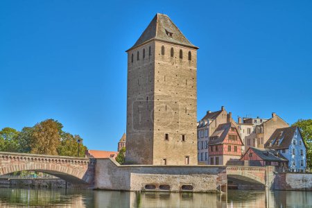 Strasbourg, France,view of the Covered bridge with the gard towers
