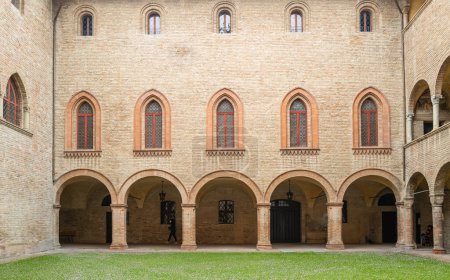 Photo for Fontanellato, Italy - February 25, 2023: The courtyard of  the Sanvitale medieval fortress - Royalty Free Image