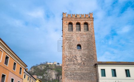 Monselice, Italy, view of the civic tower also known as the clock tower
