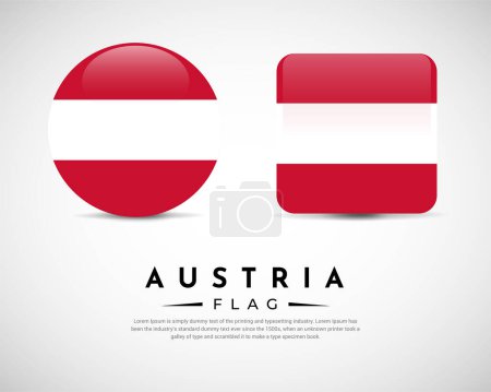 Ilustración de Realista Austria icono de la bandera vector. Juego de vector emblema bandera de Austria - Imagen libre de derechos