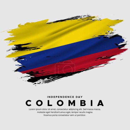 Téléchargez les illustrations : Nouveau design de Colombie vecteur de jour de l'indépendance. Drapeau Colombie avec vecteur de brosse abstrait - en licence libre de droit
