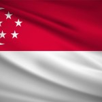 Realistic wavy flag of Singapore background vector. Singapore wavy flag vector