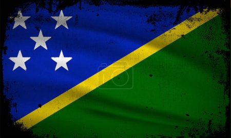 Illustration for New Abstract Solomon Islands flag background vector with grunge stroke style. Solomon Islands Independence Day Vector Illustration. - Royalty Free Image