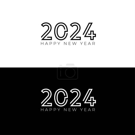 Illustration for Modern Happy New Year 2024. Twenty Twenty four vector design. Happy New Year 2024 design vector - Royalty Free Image