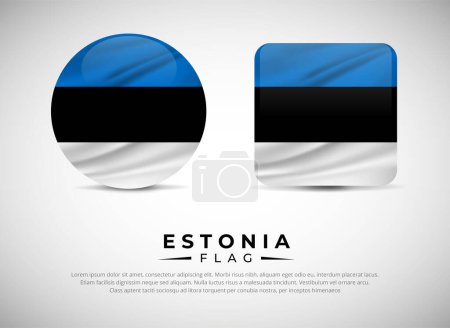Illustration for Collection of Estonia flag emblem icon. Estonia Republic flag symbol icon vector - Royalty Free Image