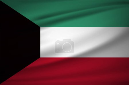 Illustration for Realistic Kuwait flag design background vector. Kuwait Independence Day design - Royalty Free Image