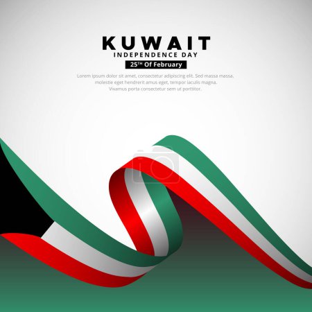 Illustration for Modern Kuwait Independence day design with wavy flag vector. - Royalty Free Image