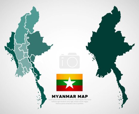 Ilustración de Colección de myanmar mapa silueta vector. Myanmar mapa diseño vector - Imagen libre de derechos