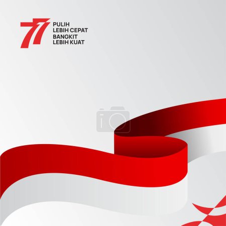 Simple and clean 77 indonesia design logo with wavy flag vector