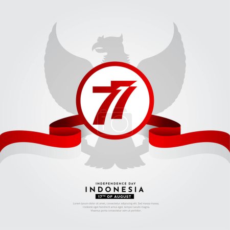 Téléchargez les illustrations : Design moderne 77 logo indonesia jour de l'indépendance avec vecteur de drapeau ondulé - en licence libre de droit