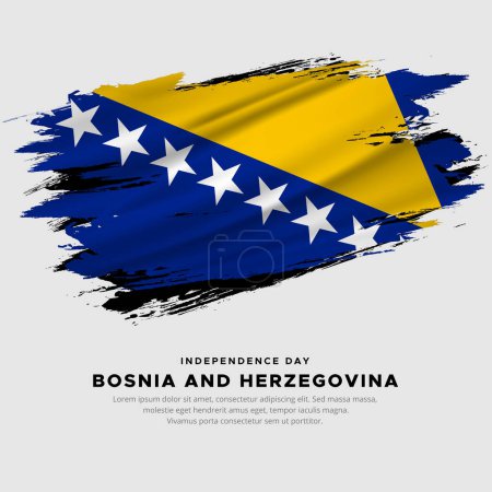 Téléchargez les illustrations : Nouvelle conception du vecteur de jour de l'indépendance de la Bosnie-Herzégovine. Drapeau de Bosnie avec vecteur de brosse abstrait - en licence libre de droit