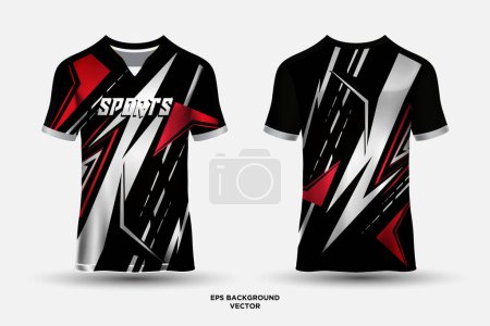 Ilustración de Camiseta de diseño moderno y futurista con camiseta deportiva adecuada para carreras, fútbol, deportes electrónicos. - Imagen libre de derechos