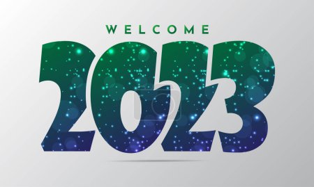 Illustration for Gradient New Year 2023 design background with sparkling glow effect. Twenty Twenty Three vector design - Royalty Free Image
