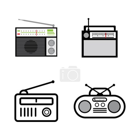 Téléchargez les illustrations : Icône radio logo vectoriel modèle de conception - en licence libre de droit