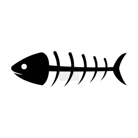 Téléchargez les illustrations : Squelette de poisson icône en os vectoriel illustration design - en licence libre de droit