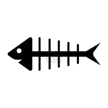 Téléchargez les illustrations : Squelette de poisson icône en os vectoriel illustration design - en licence libre de droit