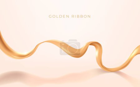 Ilustración de Elegante cinta de seda dorada sobre fondo suave de lujo - Imagen libre de derechos